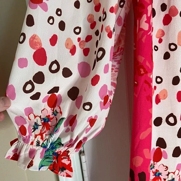 💙 4 for $40 💙 Umgee Vibrant Floral Dress in Pink and Green - Picture 7 of 7